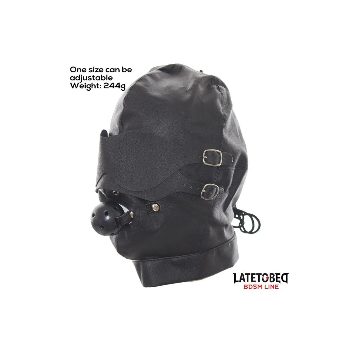 Sklavenhaube mit Augenmaske Atmungsaktiver Knebelball und Verstellbarer Mund von Latetobed BDSM Line | Fesselliebe.de