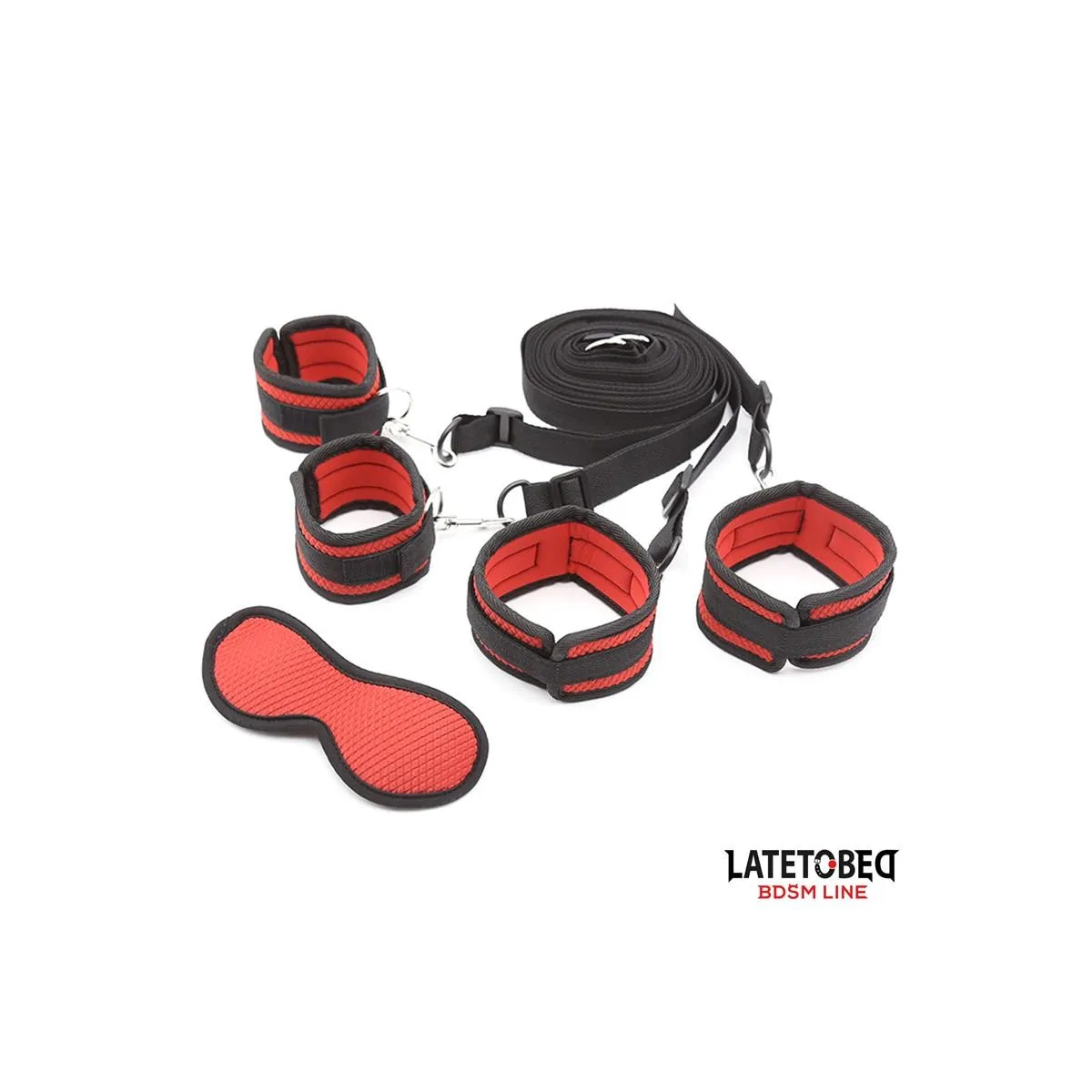 Bettfessel-Set mit Augenbinde, Verstellbare Manschetten von Latetobed BDSM Line | Fesselliebe.de