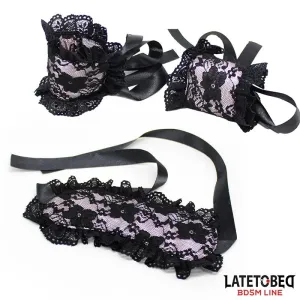 2-Teiliges Set aus Spitzen-Augenbinde und Handschellen von Latetobed BDSM Line | Fesselliebe.de