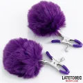 Nippelklemmen mit Lila Fell von Latetobed BDSM Line