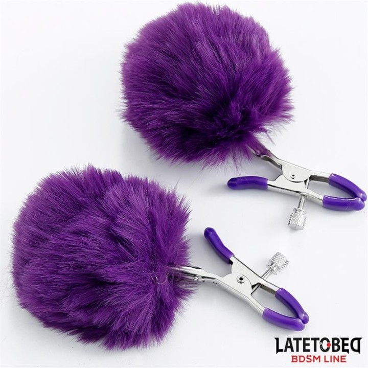 Nippelklemmen mit Lila Fell von Latetobed BDSM Line | Fesselliebe.de