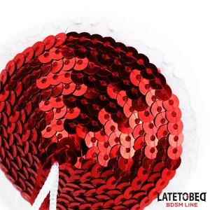 Nippel-Pasties mit Roten Pailletten-Pompons von Latetobed BDSM Line