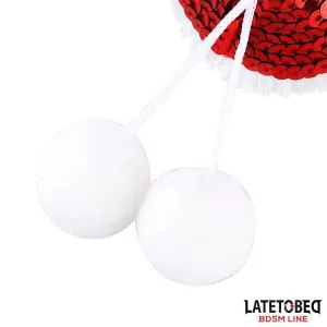 Nippel-Pasties mit Roten Pailletten-Pompons von Latetobed BDSM Line