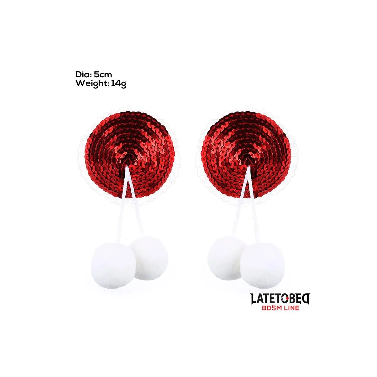 Nippel-Pasties mit Roten Pailletten-Pompons von Latetobed BDSM Line | Fesselliebe.de
