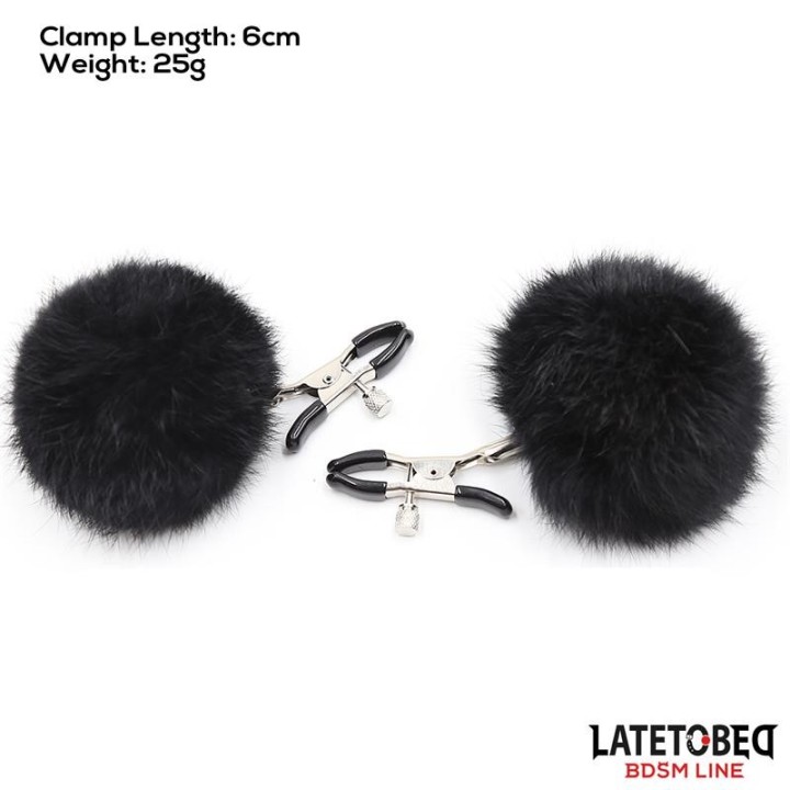 Nippelklemmen mit Schwarzem Fell von Latetobed BDSM Line | Fesselliebe.de