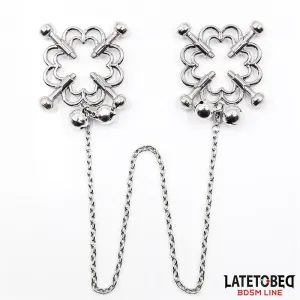 Metall-Blumen-Nippelklemmen mit Kette von Latetobed BDSM Line | Fesselliebe.de