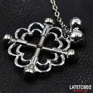 Metall-Blumen-Nippelklemmen mit Kette von Latetobed BDSM Line