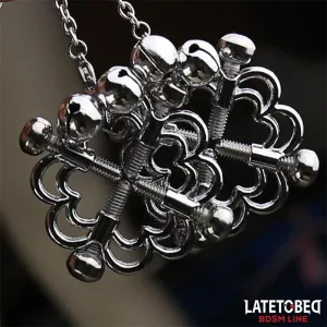 Metall-Blumen-Nippelklemmen mit Kette von Latetobed BDSM Line