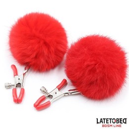 Verstellbare Nippelklemmen mit Fell von Latetobed BDSM Line | Fesselliebe.de