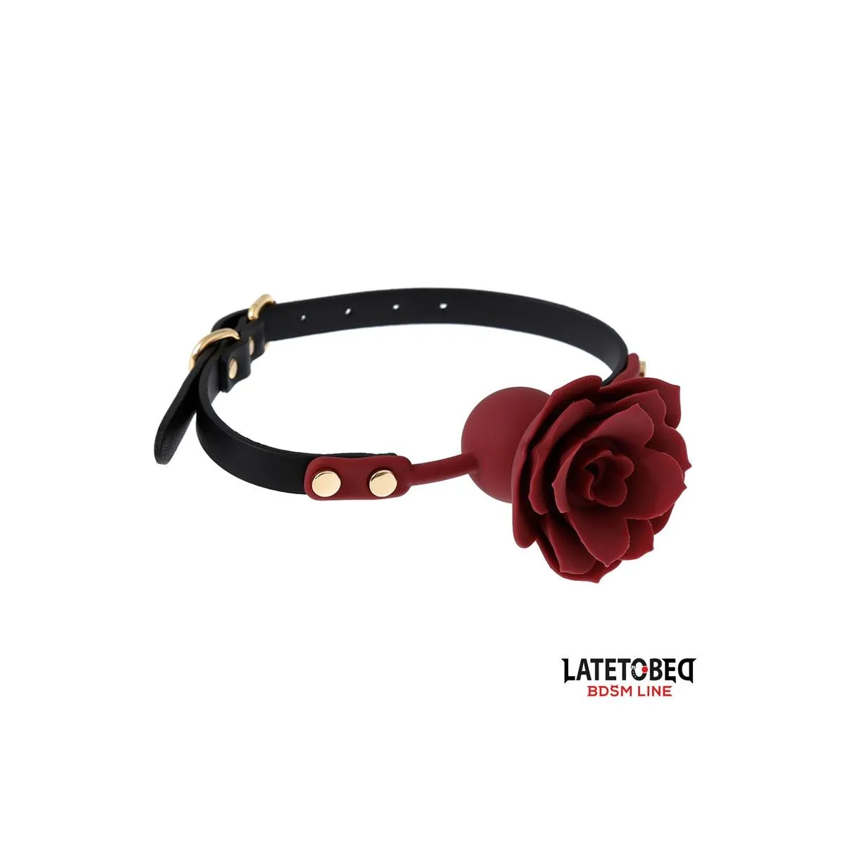 Atmungsaktiver Silikon-Ballknebel mit Rose Verstellbar 47–56 cm von Latetobed BDSM Line | Fesselliebe.de