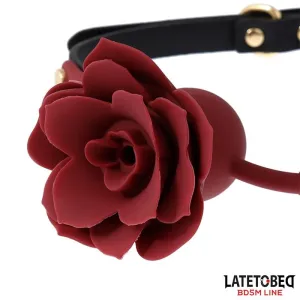 Atmungsaktiver Silikon-Ballknebel mit Rose Verstellbar 47–56 cm von Latetobed BDSM Line