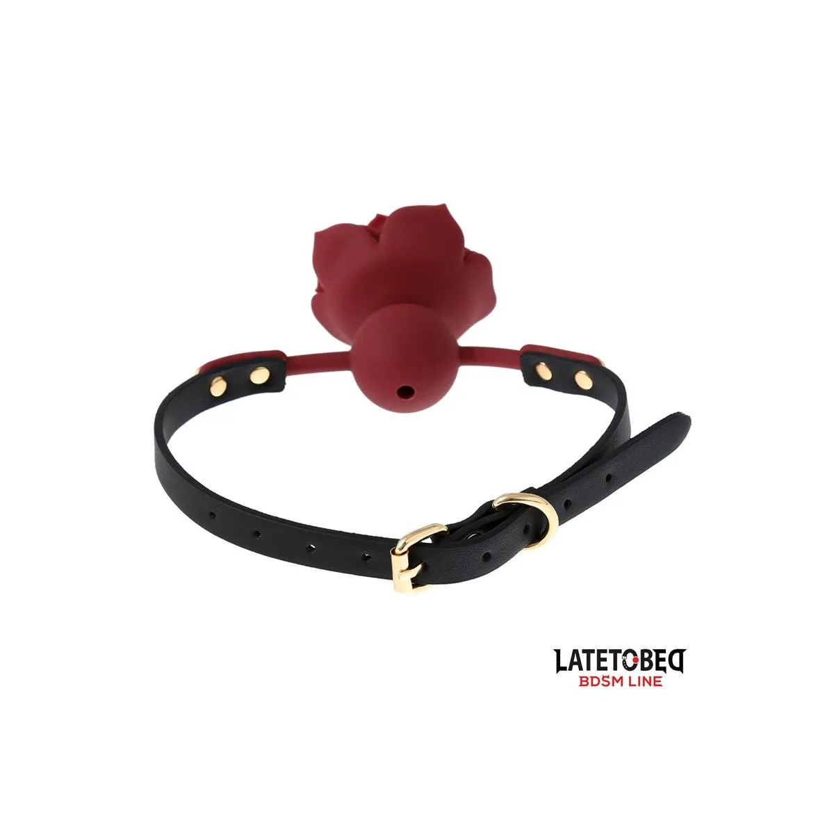 Atmungsaktiver Silikon-Ballknebel mit Rose Verstellbar 47–56 cm von Latetobed BDSM Line | Fesselliebe.de
