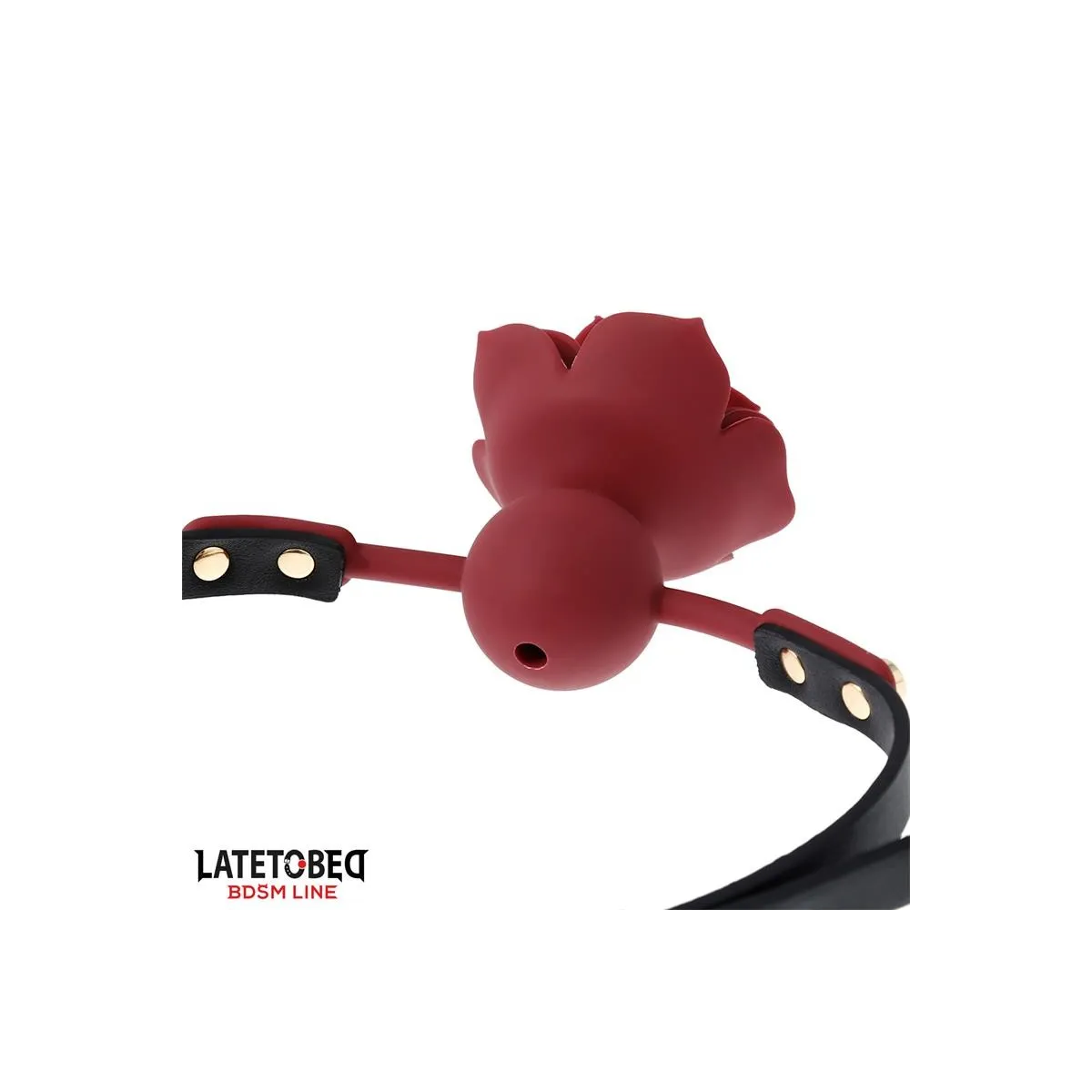Atmungsaktiver Silikon-Ballknebel mit Rose Verstellbar 47–56 cm von Latetobed BDSM Line | Fesselliebe.de