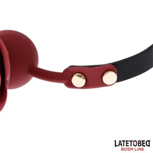 Atmungsaktiver Silikon-Ballknebel mit Rose Verstellbar 47–56 cm von Latetobed BDSM Line