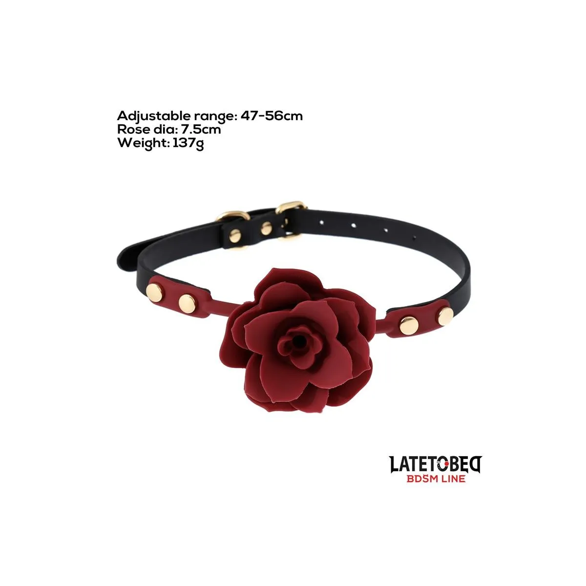 Atmungsaktiver Silikon-Ballknebel mit Rose Verstellbar 47–56 cm von Latetobed BDSM Line | Fesselliebe.de