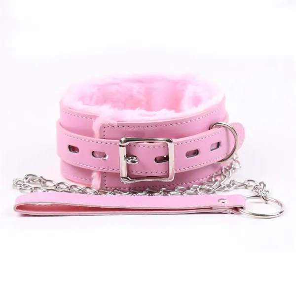Halsband mit Leine Pastellrosa von Latetobed BDSM Line | Fesselliebe.de