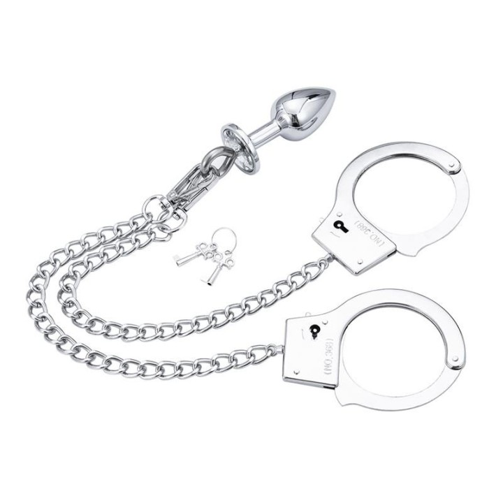 Metall-Handschellen mit Analplug von Latetobed BDSM Line | Fesselliebe.de