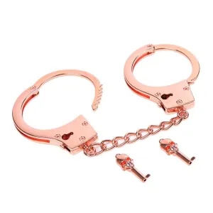 Roségoldene Handschellen mit Totenkopfschlüsseln von Latetobed BDSM Line