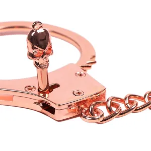Roségoldene Handschellen mit Totenkopfschlüsseln von Latetobed BDSM Line