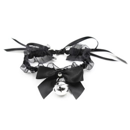 Halsband mit Schleife, Glocke und Spitze von Latetobed BDSM Line | Fesselliebe.de
