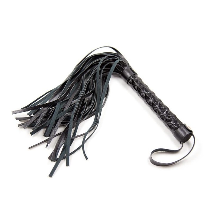 Peitsche mit Rautenmuster und Metallbeschlägen, 39 cm, Schwarz von Latetobed BDSM Line | Fesselliebe.de