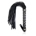 Peitsche mit Rautenmuster und Metallbeschlägen, 39 cm, Schwarz von Latetobed BDSM Line