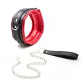 Halsband mit Metallleine Innenseite Gepolstert Rot/Schwarz von Latetobed BDSM Line