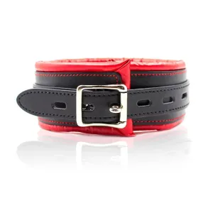 Halsband mit Metallleine Innenseite Gepolstert Rot/Schwarz von Latetobed BDSM Line