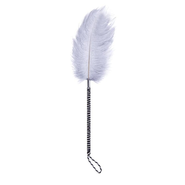 Feder-Kitzler mit Umwicklung 46 cm Schwarz/Weiss von Latetobed BDSM Line | Fesselliebe.de