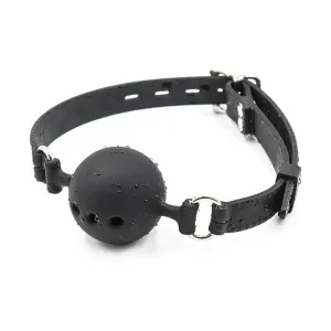 Atmungsaktiver Silikon-Ballknebel 4,5 cm Grösse M Schwarz von Latetobed BDSM Line