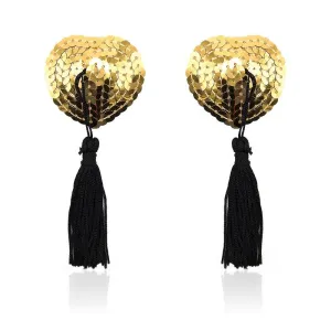 Herzförmige Nippelabdeckung mit Goldenen Pailletten von Latetobed BDSM Line | Fesselliebe.de