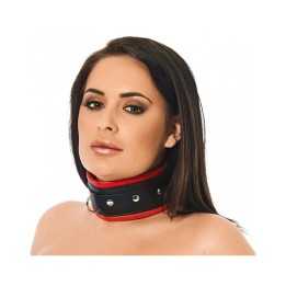 Halsband Lux schwarz/rot Kunstleder von Bondage Play | Fesselliebe.de