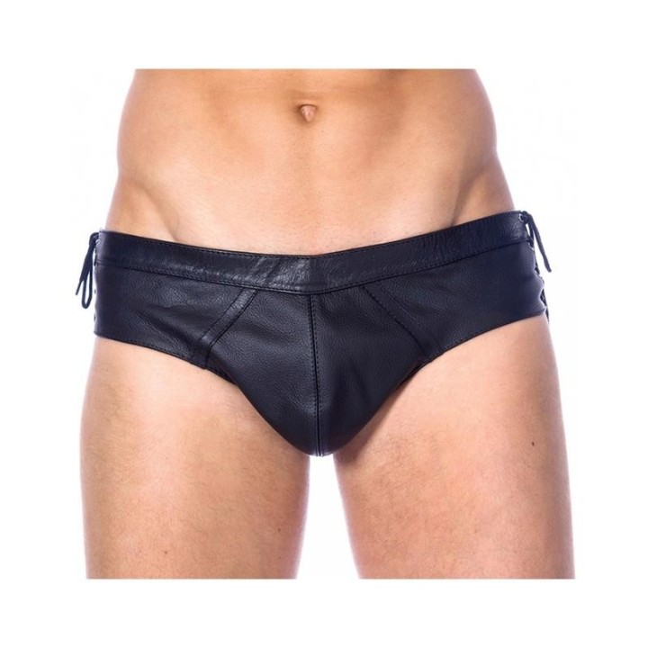 Verstellbare Leder-Slips Schwarz von Bondage Play | Fesselliebe.de