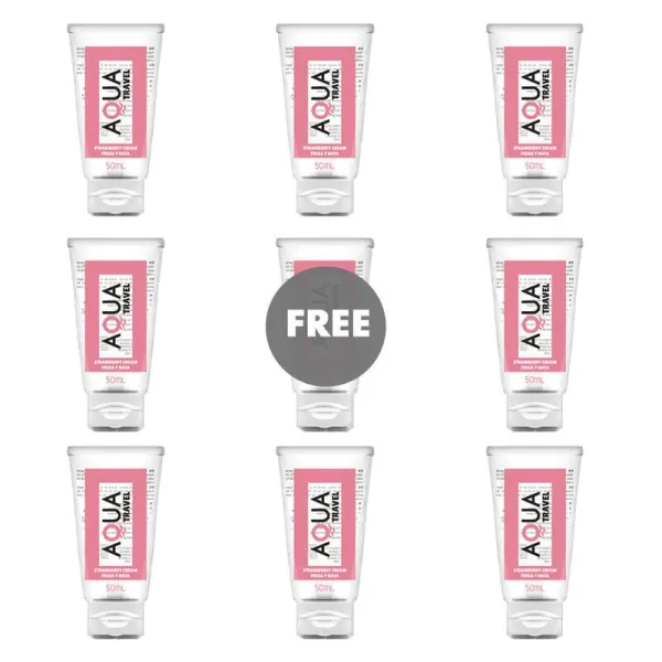 Strawberry Cream Flavour Wasserbasiertes Gleitmittel - 50 ml 8+1 Kostenlos von Aqua Travel | Fesselliebe.de