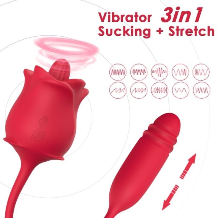 3-In-1 Rosa, Stimulator, Saug- und Up&Down-Funktion mit Rotem Schwanz von Armony Stimulators | Fesselliebe.de