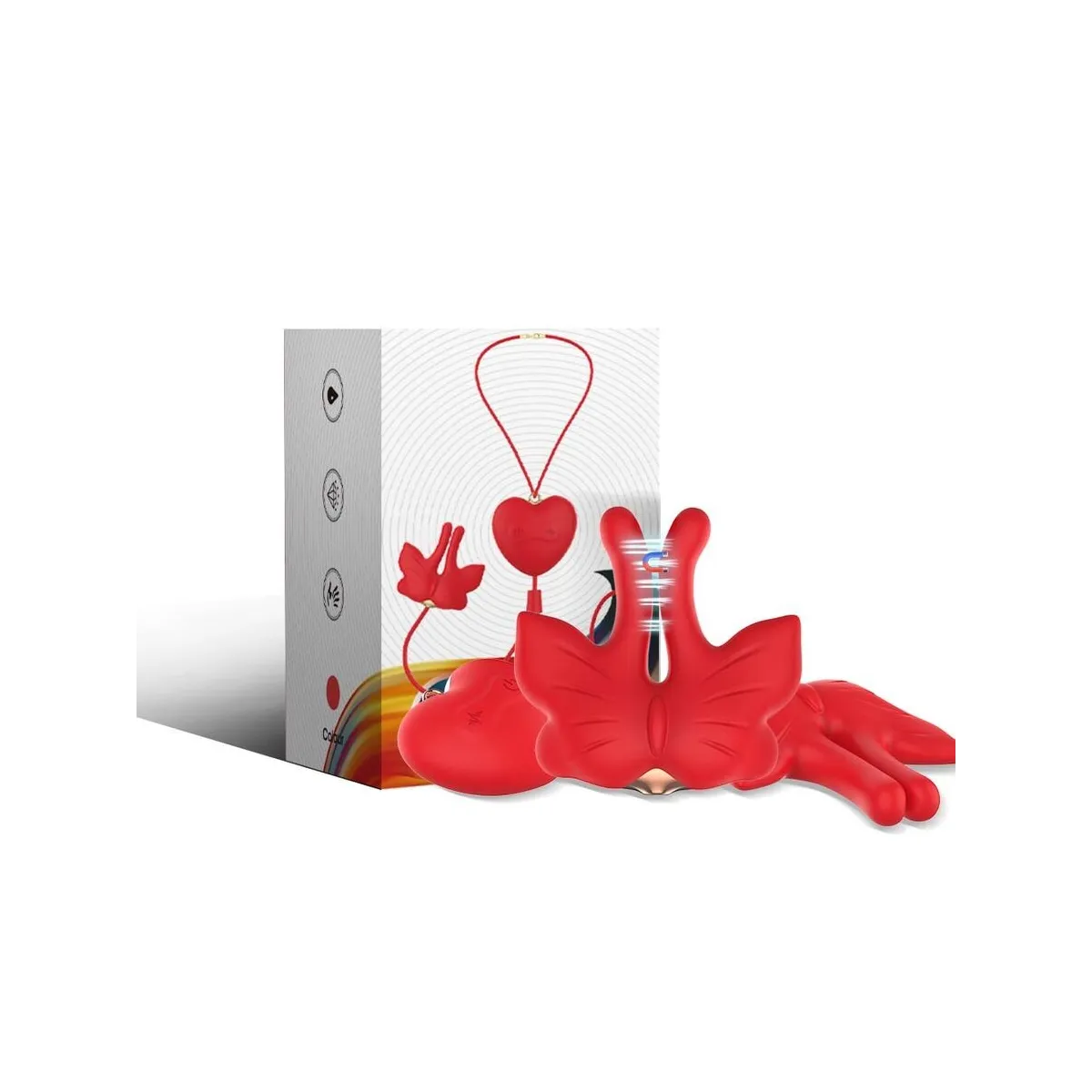 Magnetische Nippelklemmen mit Vibration Schmetterlingsform Rot von Armony Stimulators | Fesselliebe.de