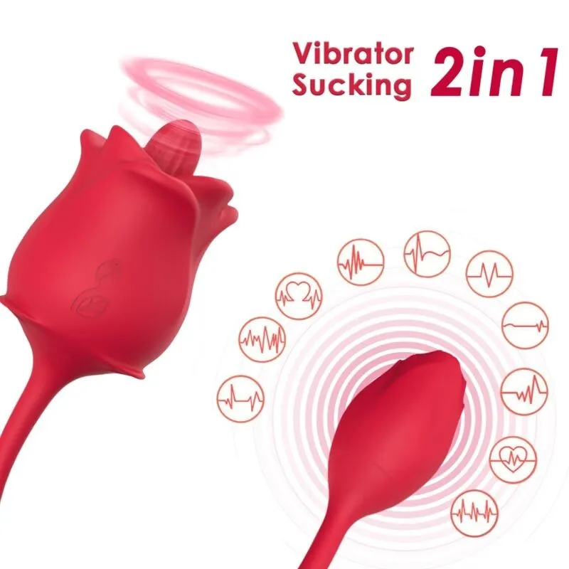 Rosa 2-In-1-Saugstimulator & Vibrator 10 Modi mit Rotem Schwanz von Armony Stimulators | Fesselliebe.de