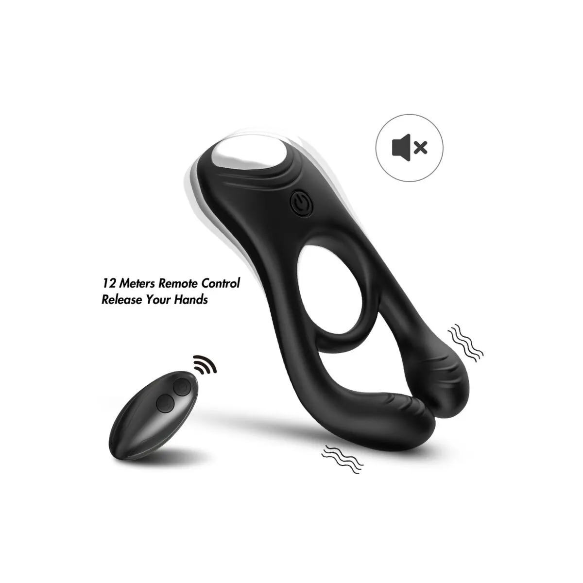 Veyron Doppel-Vibrator-Ringspielzeug für Paare mit Fernbedienung Schwarz von Armony For Him | Fesselliebe.de