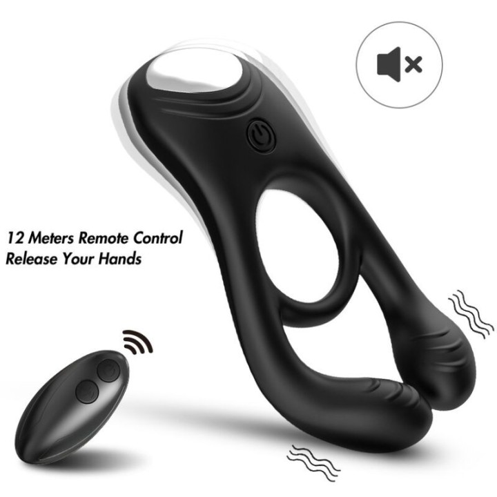 Veyron Doppel-Vibrator-Ringspielzeug für Paare mit Fernbedienung Schwarz von Armony For Him | Fesselliebe.de