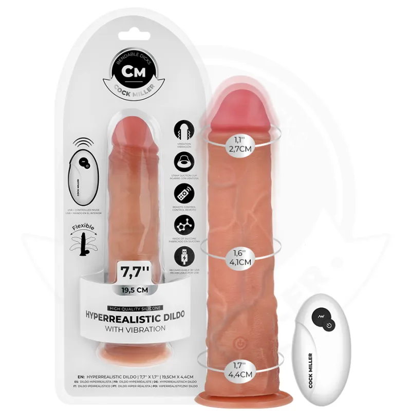 Realistischer Dildo mit Saugnäpfen und mit Fernbedienung und Vibration 19,5 cm von Cock Miller | Fesselliebe.de