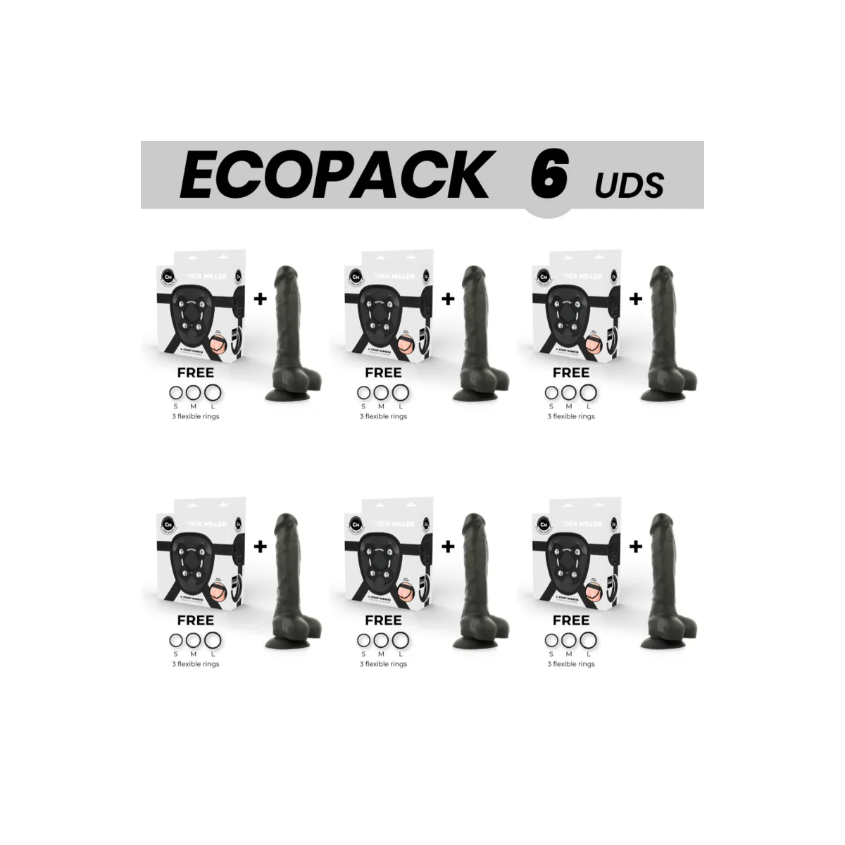 Cock Miller Harness + Silikon Dichte Biegsamer Schwarzer Cocksil 18 cm von Cock Miller | Fesselliebe.de