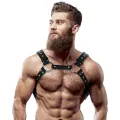 Brustharness aus Ökoleder für Herren mit Nieten von Fetish Submissive Attitude