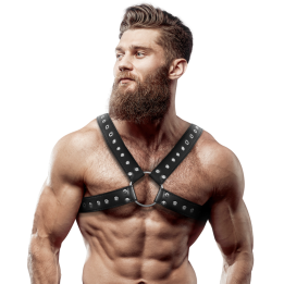 Brustharness aus Ökoleder mit Nieten für Herren von Fetish Submissive Attitude | Fesselliebe.de