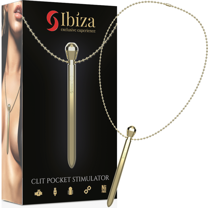 Clit Pocket Stimulator Halskette Usb-Ladegert 12 Vibrationsmodi Golden 12,2 X 1,5 von Ibiza | Fesselliebe.de
