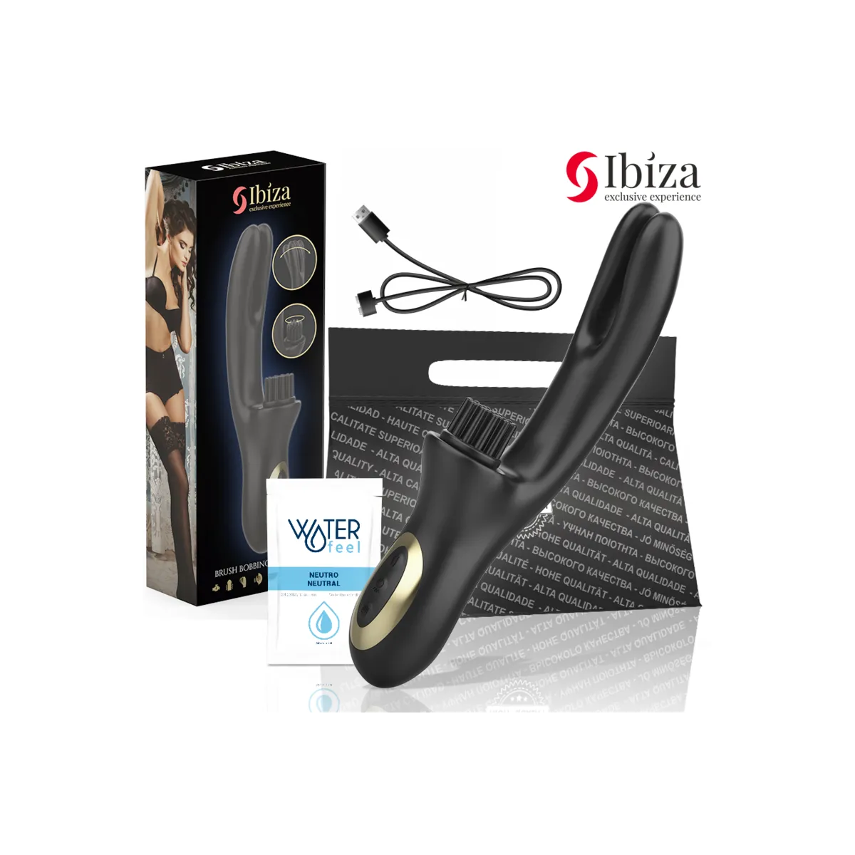 Hi-Tech Rabitt Brushing Mehrzellen-Klitorial- und Doppelwellenvibrator von Ibiza | Fesselliebe.de