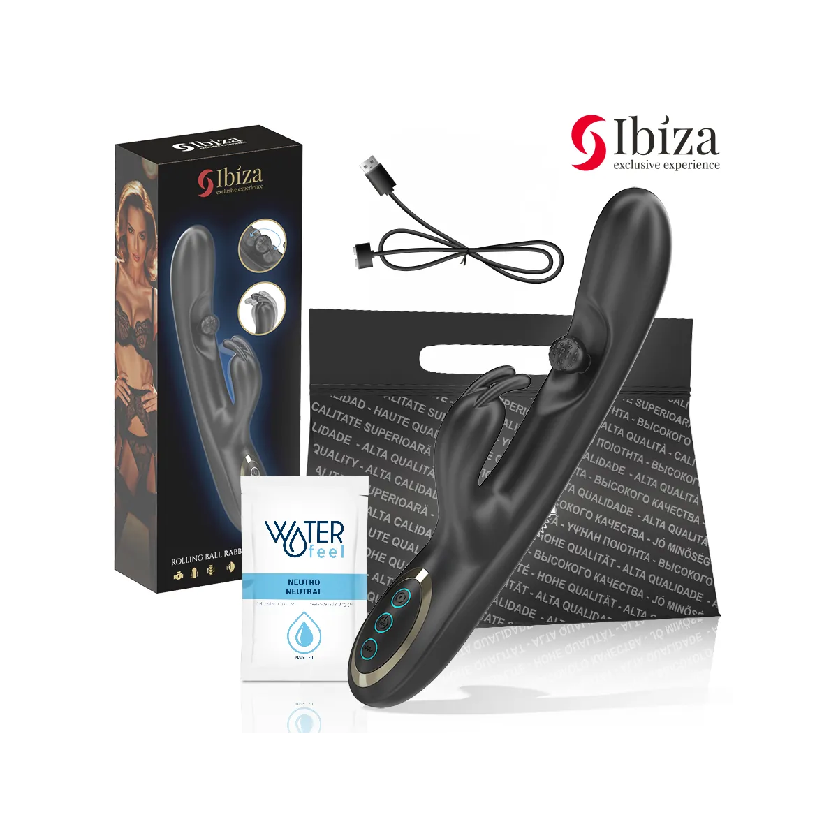 Leistungsstarker Rabbit-Vibrator mit Massage-Rollenperle von Ibiza | Fesselliebe.de