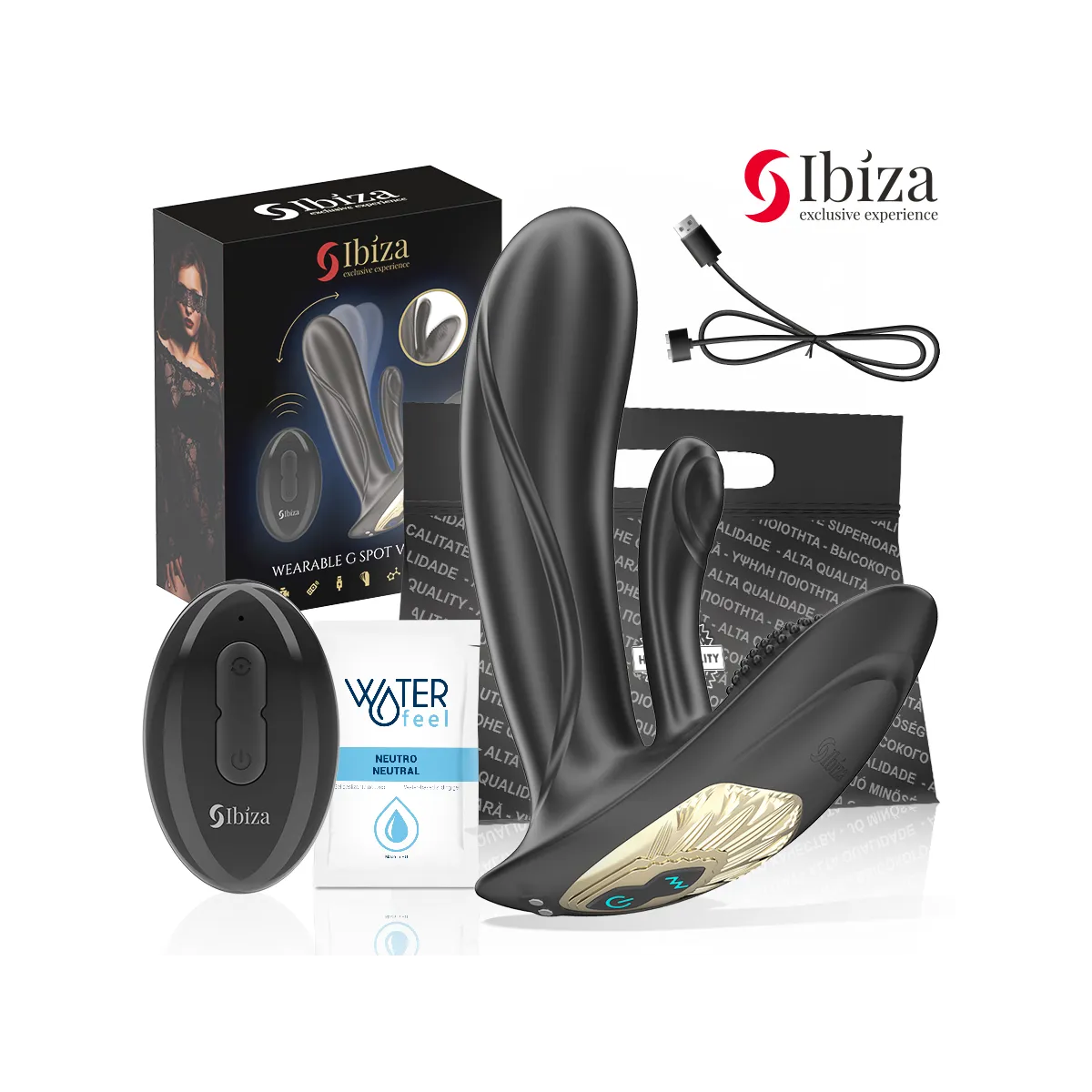 Tragbarer Vibrator mit G-Punkt- und Klitorisstimulation mit Fernbedienung von Ibiza | Fesselliebe.de
