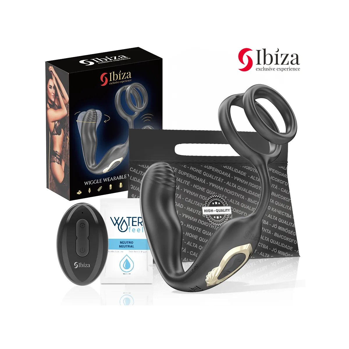 Wiggle Ferngesteuerter Rotierender Analstecker mit Dammvibration und Penisvergrösserungsringen von Ibiza | Fesselliebe.de