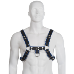 Blau-Schwarz Ledergeschirr Brust Bulldog von Leather Body | Fesselliebe.de