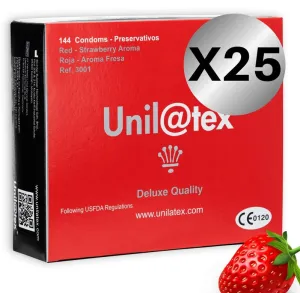 Rote / Erdbeere Kondome Packung 25 X 144 Stück von Unilatex | Fesselliebe.de